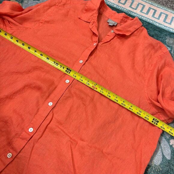 J. Jill Button Up Shirt Womens Orange XL 100% Linen Long Sleeve Casual Coastal - Picture 9 of 12